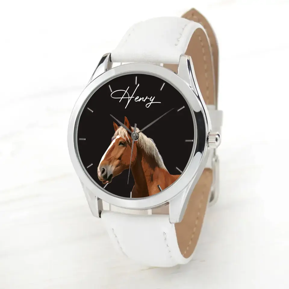 Personalized Upload Your Horse Photo Horse Lovers Gift Women Watch Leather Band Printed HN241413