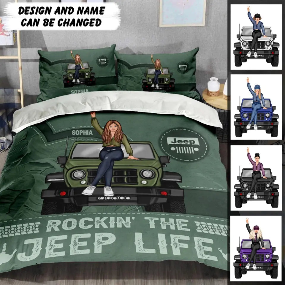 Personalized Rockin' The Jeep Life Jeep Girl Bedding Set Printed HN241433