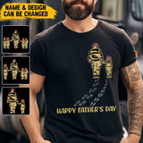 Personalized Happy Father's Day Firefighter & Kids Gift For Dad For Firefighter T-shirt Printed LVA241438