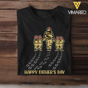 Personalized Happy Father's Day Firefighter & Kids Gift For Dad For Firefighter T-shirt Printed LVA241438