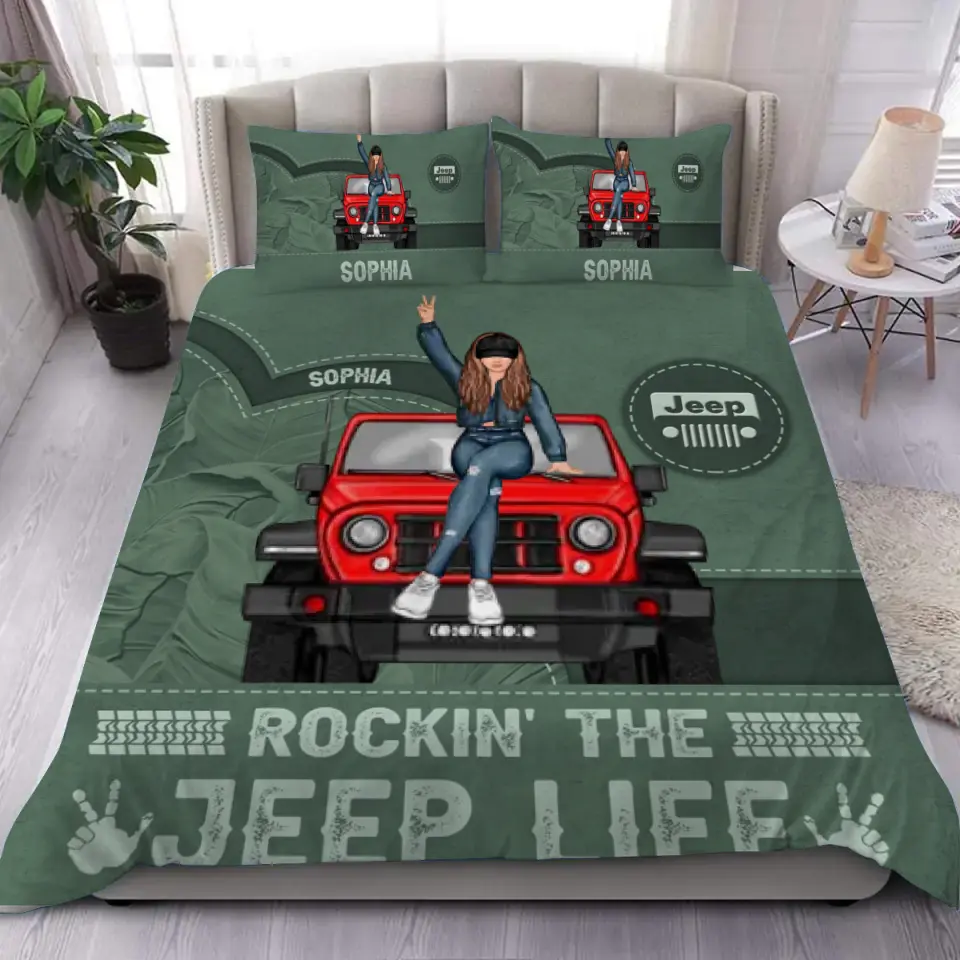 Personalized Rockin' The Jeep Life Jeep Girl Bedding Set Printed HN241433