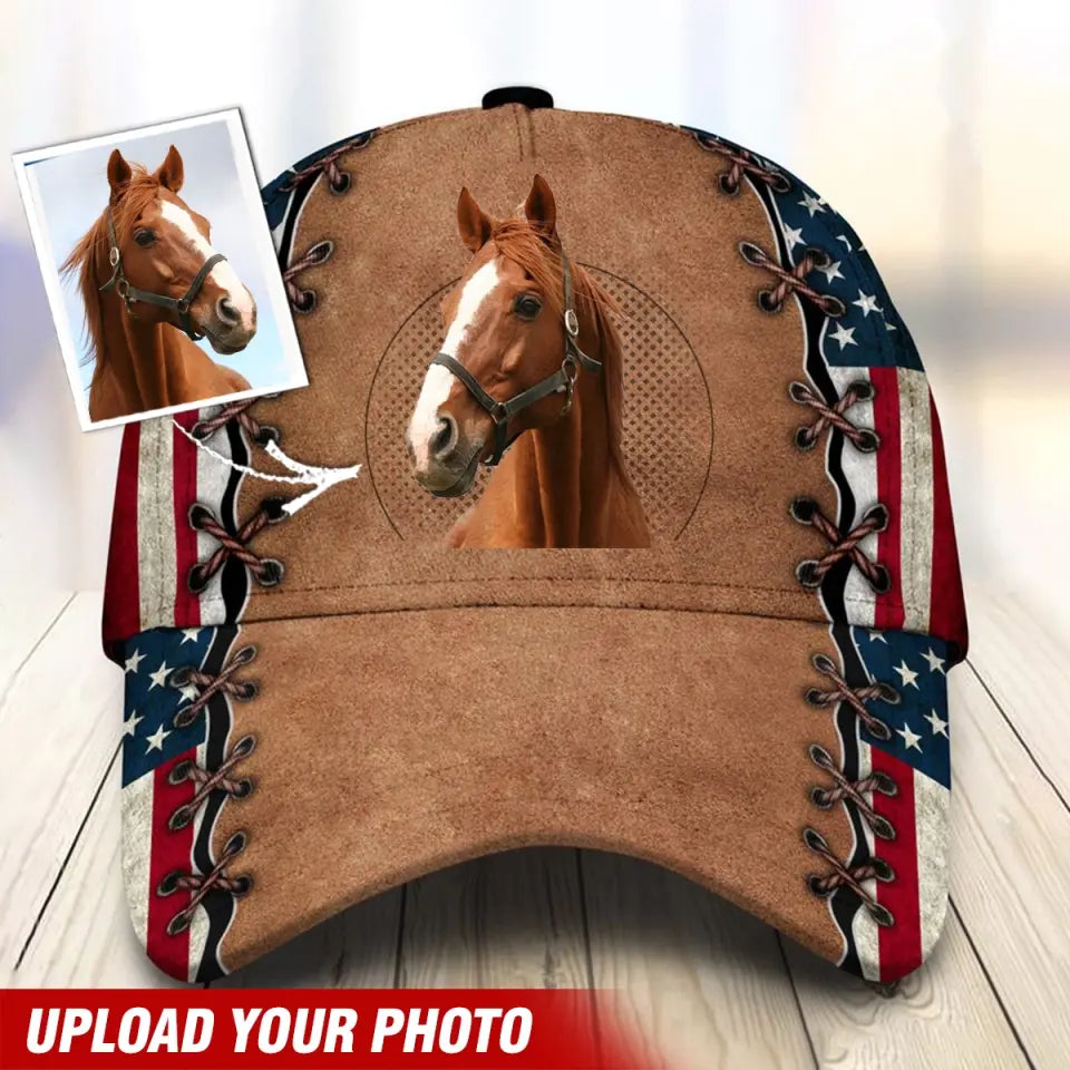 Personalized Upload Your Horse Photo Horse Lovers Gift Cap 3D Printed VQ241460