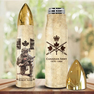 Personalized Canadian Veteran Custom Rank & Name Bullet Tumbler Printed AHVA241456