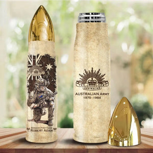 Personalized Australian Veteran Custom Rank & Name Bullet Tumbler Printed AHVA241456