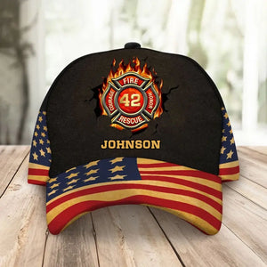 Personalized US Firefighter Logo Custom Name Cap 3D Printed VQ241463