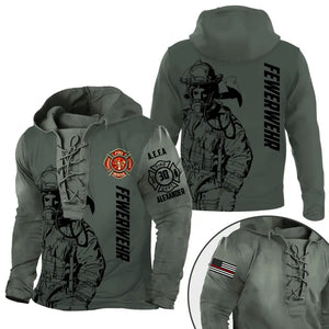 Personalized US Firefighter Custom Name, ID & Department Lace-up Long Sleeves Hoodie 3D Printed AHVA241421