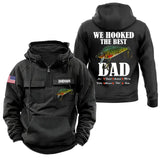 Personalized We Hooked The Best Dad Fishing & Kid Names Gift For Fathers American Retro Hooded Sweatshirt Printed HN241492