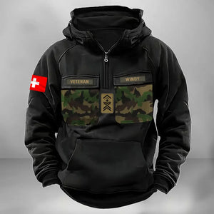 Personalized Swiss Veteran Rank Camo Custom Name American Retro Hooded Sweatshirt Printed KVH241500