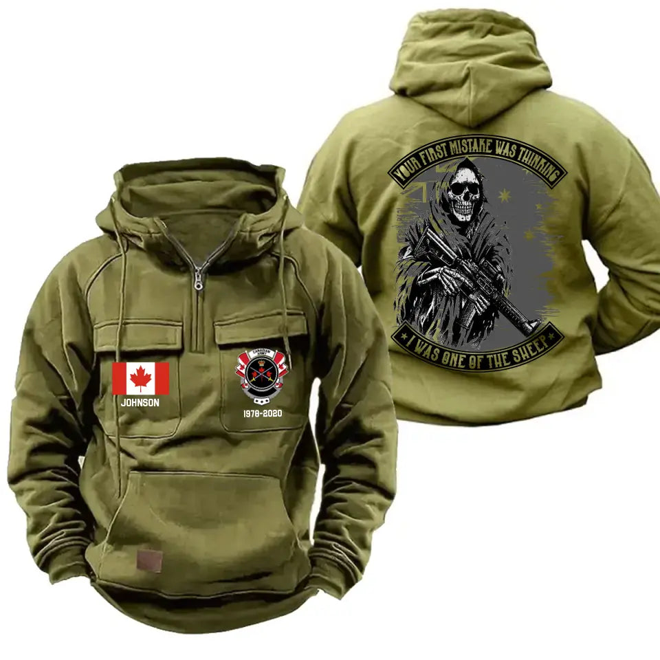 Personalized Your First Mistake Was Thinking I Was One Of The Sheep Canadian Firefighter American Retro Hooded Sweatshirt Printed AHVQ241478