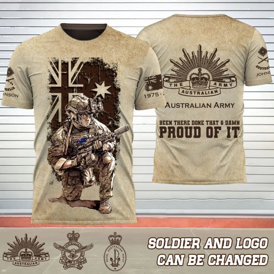 Personalized Australian Army Veteran Been There Done That & Damn Proud Of It 3D T-shirt Printed AHVQ241508