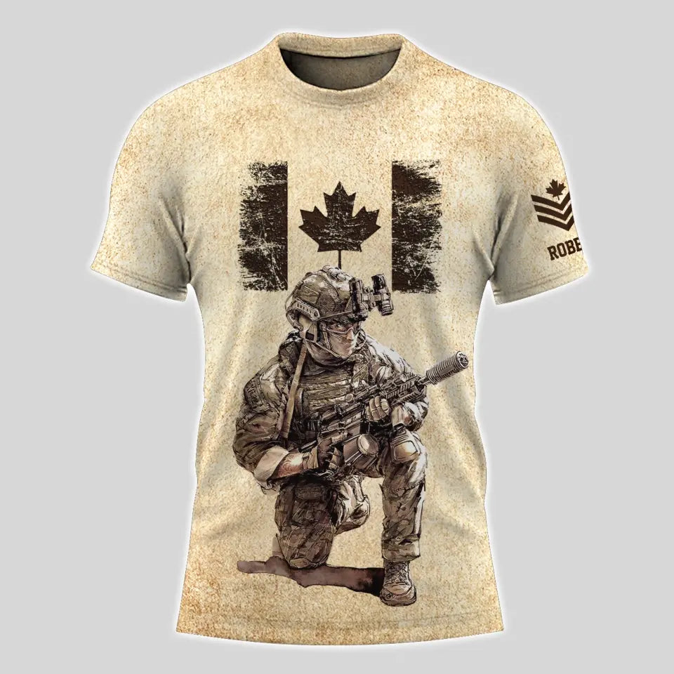 Personalized My Time In Uniform Is Over But Being A Veteran Never Ends Canadian Veteran T-shirt Printed AHVA241524