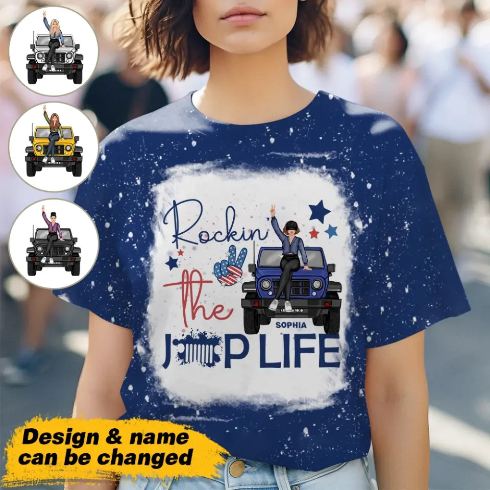 Personalized Rockin' The Jeep Life US Jeep Girl Independence Day 4th July 3D T-shirt Printed HN241551