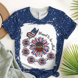 Personalized Blessed To Be Called Grandma Sunflowers US Flag & Kid Names Independence Day 4th July 3D T-shirt Printed LVA241555