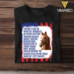 Personalized Upload Your Horse Photo You Don't Have No Whistlin' Bungholes No Spleen Splitters US Flag Independence Day 4th July Gift T-shirt Printed VQ241564