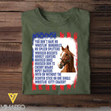 Personalized Upload Your Horse Photo You Don't Have No Whistlin' Bungholes No Spleen Splitters US Flag Independence Day 4th July Gift T-shirt Printed VQ241564