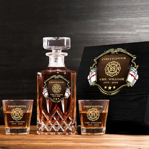 Personalized Australian Firefighter Logo Custom Name & Time Decanter Set With Glasses Printed AHVA251558