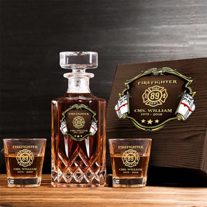 Personalized Australian Firefighter Logo Custom Name & Time Decanter Set With Glasses Printed AHVA251558