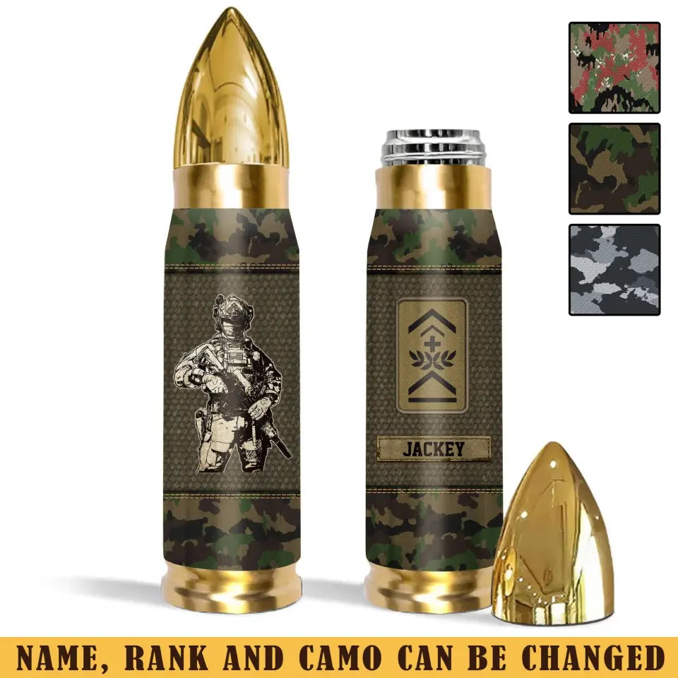 Personalized Swiss Veteran Rank Camo Custom Name Bullet Tumbler Printed VA241591