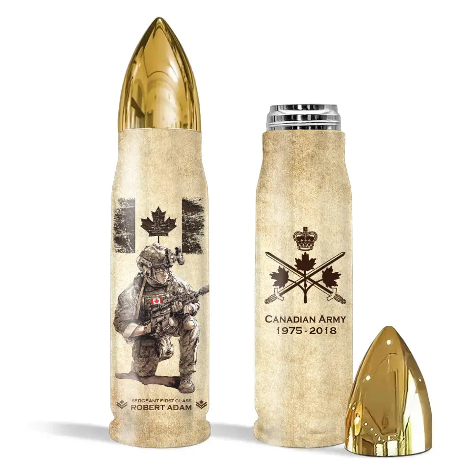 Personalized Canadian Veteran Custom Rank & Name Bullet Tumbler Printed AHVA241456