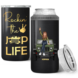 Personalized Rockin' The Jeep Life Jeep Girl Can Cooler 16oz Printed HN241594