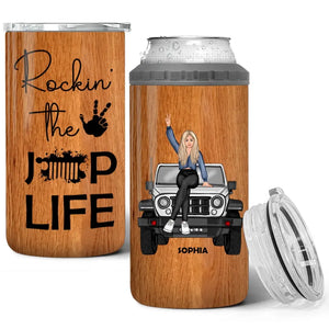 Personalized Rockin' The Jeep Life Jeep Girl Can Cooler 16oz Printed HN241594