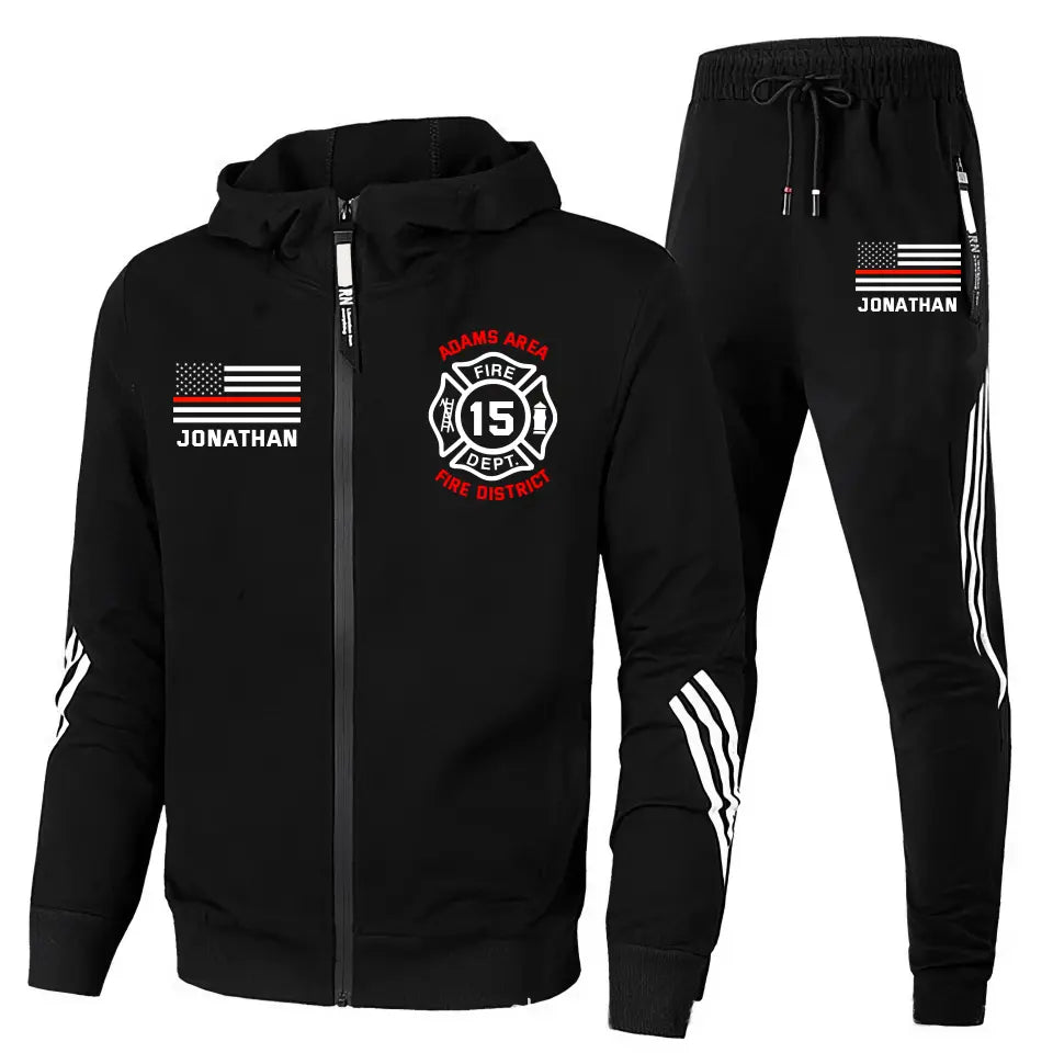 Personalized US Firefighter Logo Custom Name, Department & ID 2D Set Tracksuit Hooded Sweatshirt & Pants Printed KVH241623