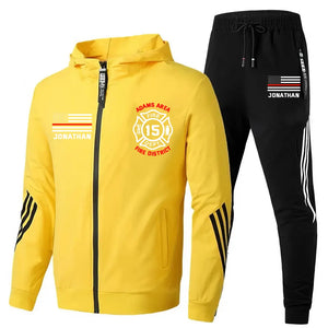 Personalized US Firefighter Logo Custom Name, Department & ID 2D Set Tracksuit Hooded Sweatshirt & Pants Printed KVH241623