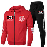 Personalized Canadian Firefighter Logo Custom Name, Department & ID 2D Set Tracksuit Hooded Sweatshirt & Pants Printed KVH241623