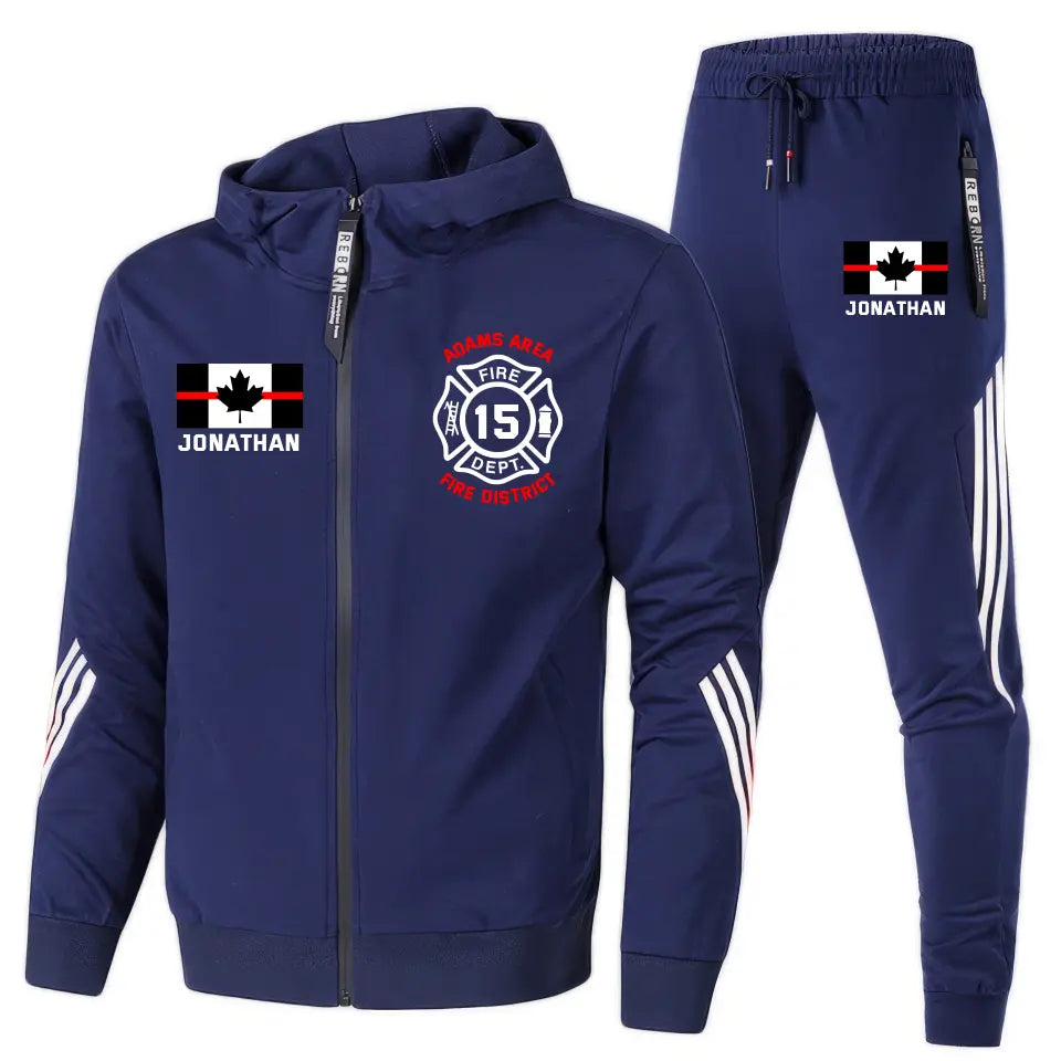 Personalized Canadian Firefighter Logo Custom Name, Department & ID 2D Set Tracksuit Hooded Sweatshirt & Pants Printed KVH241623