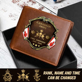 Personalized Canadian Army Veteran Rank Gold Custom Name & Time Leather Wallet AHHN241611