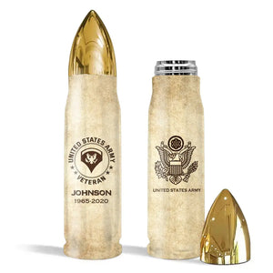 Personalized United States Veteran Logo Custom Name & Time Bullet Tumbler Printed AHVQ241628