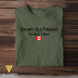 Personalized Grumpy Old Fireman I Do What I Want Canadian Firefighter Logo T-shirt Printed QTKH241656