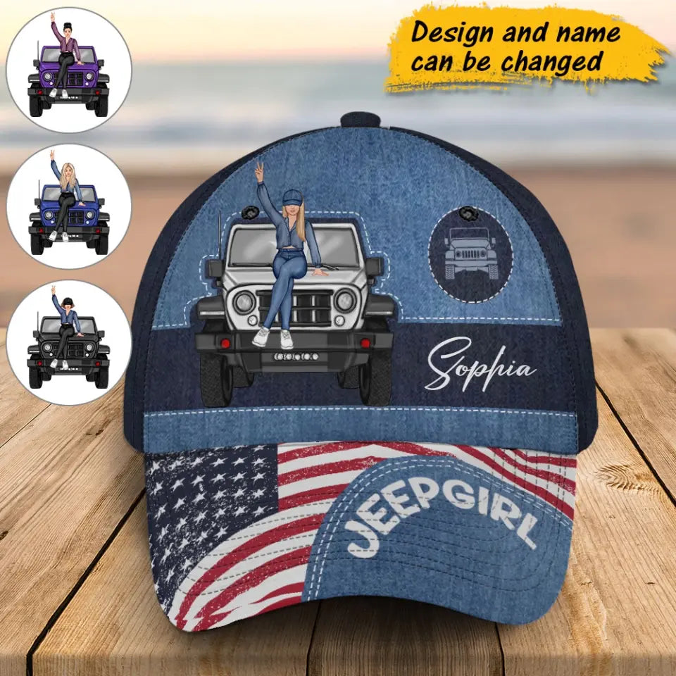 Personalized Jeep Girl Custom Name Cap 3D Printed HN241672