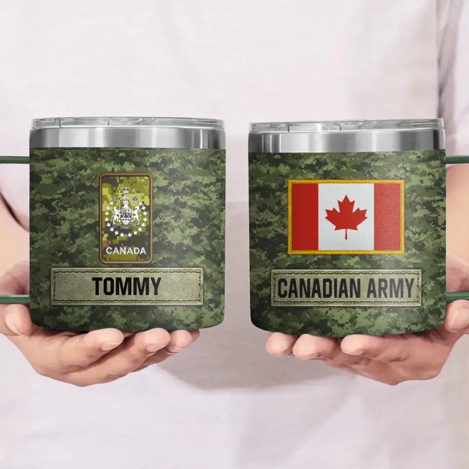 Personalized Canadian Army Veteran Rank Camo & Name Coffee Cup 3D Printed AHVA241694