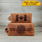 Personalized Canadian Firefighter Custom Service Time & Department Retro Toiletry Bag Printed QTHN241710