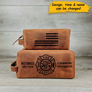 Personalized US Firefighter Custom Service Time & Department Retro Toiletry Bag Printed QTHN241710