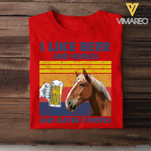 Personalized Upload Your Horse Photo I Like Beer And Horses And Maybe 3 People T-shirt Printed HN241727