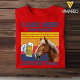 Personalized Upload Your Horse Photo I Like Beer And Horses And Maybe 3 People T-shirt Printed HN241727