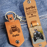 Personalized Jeep Girl Classy Sassy And A Bit Smart Assy Leather Keychain Printed HN241725