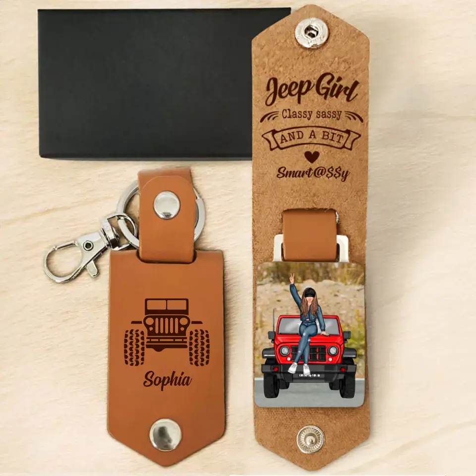 Personalized Jeep Girl Classy Sassy And A Bit Smart Assy Leather Keychain Printed HN241725