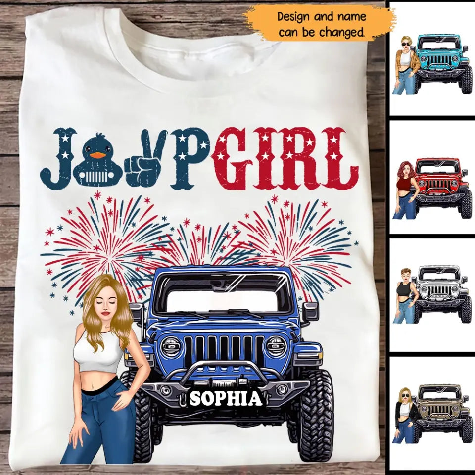 Personalized Jeep Girl Custom Name Independence Day 4th Gift T-shirt Printed HN241748