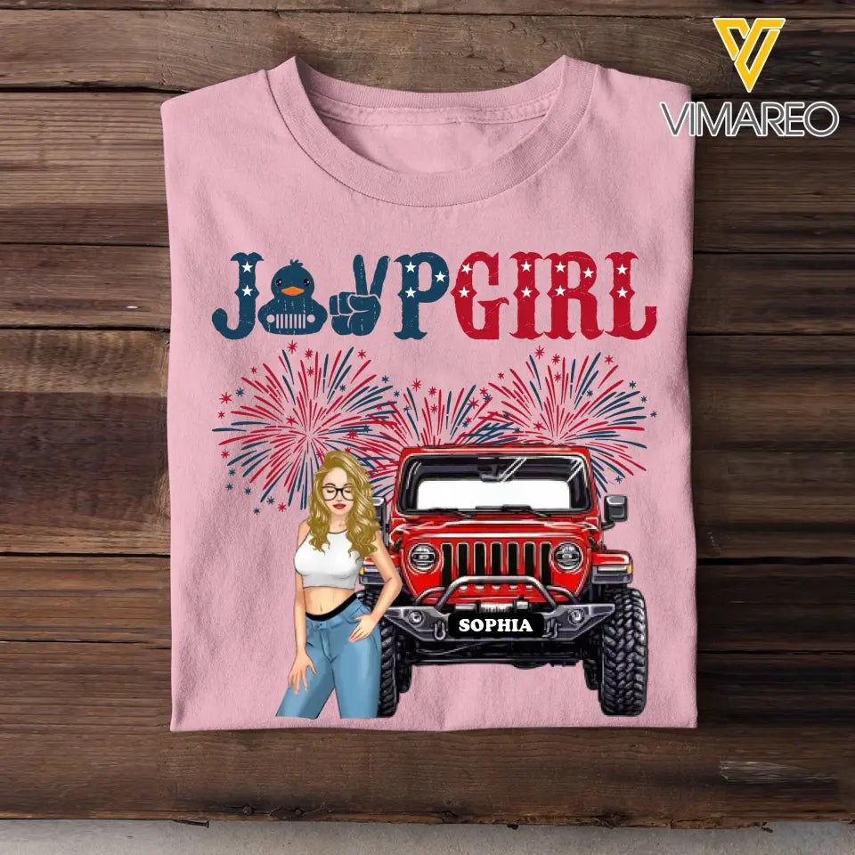 Personalized Jeep Girl Custom Name Independence Day 4th Gift T-shirt Printed HN241748