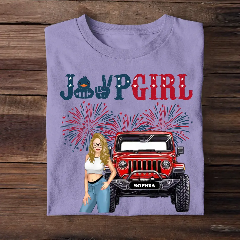 Personalized Jeep Girl Custom Name Independence Day 4th Gift T-shirt Printed HN241748