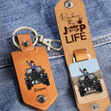 Personalized Jeep Girl Rockin' The Jeep Life Leather Keychain Printed HN241754