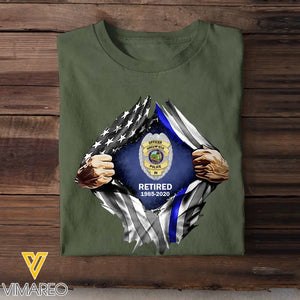 Personalized Retired US Police Badge & Service Time T-shirt Printed LVA241753