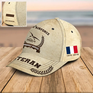 Personalized French Army Veteran Proudly Served Custom Name, Rank & Service Time Cap 3D Printed AHVQ241765