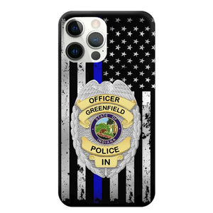 Personalized US Police Badge Police Officer US Flag Blue Line  Phonecase Printed LVA241798