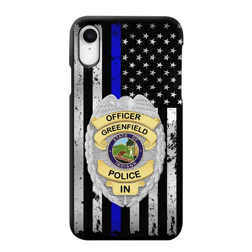 Personalized US Police Badge Police Officer US Flag Blue Line  Phonecase Printed LVA241798