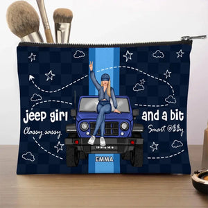 Personalized Jeep Girl Classy Sassy And A Bit Smart Assy Make Up Cosmetic Bag Printed HN241794