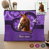 Personalized Upload Your Horse Photo Horse Lovers Gift Make Up Cosmetic Bag Printed HN241801